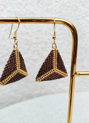Серьги треугольники, серьги из бисера3 фото