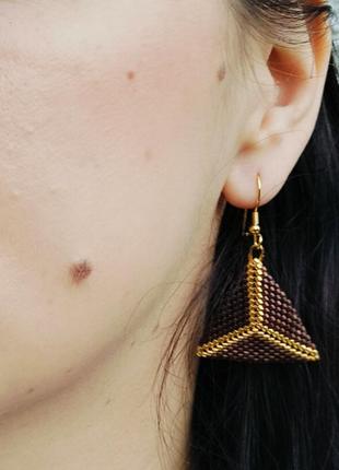 Серьги треугольники, серьги из бисера