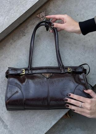 Шкіряна сумка сумочка на плече в стилі prada прада