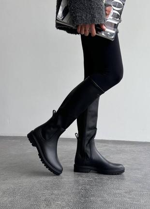 В наличии демисезонные водонепроницаемые литые сапоги резина / эко кожа черные 36-41р