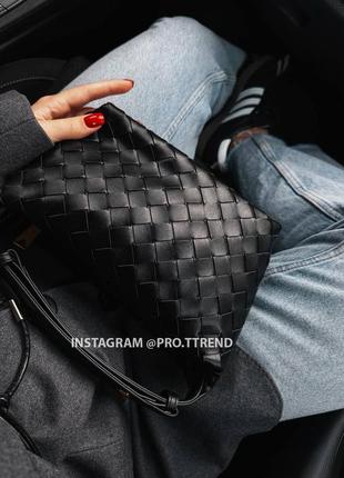 Плетена шкіряна сумка, чорна сумка