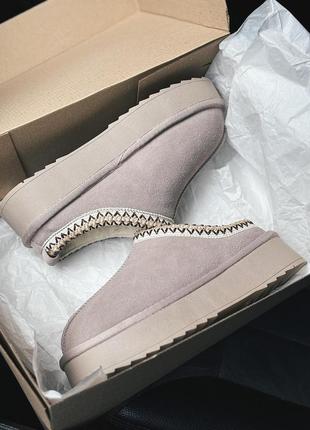 Ugg в стилі tazz tasman, колір латте, натур замш овчина, угг сабо-мюли