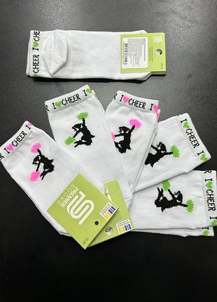 Носки белые черлидинг носки чирлидинг cheerleading хлопок 18-20см 20-22см 22-24см для спорта занятий