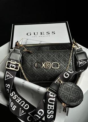 Женская сумка из эко кожи в стиле guess pochette multi black