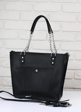 Сумка женская, кожаная деловая. цвет черный