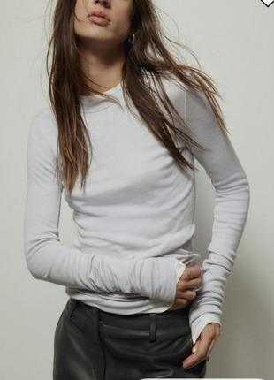 Лонгслив новый 100% шерсть шерстяной свитер  тонкий серый  h&m