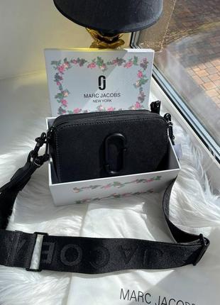 Marc jacobs snapshot xl black брендовий крута чорна сумка з натуральної шкіри жіноча стильна чорна сумочка натуральна шкіра