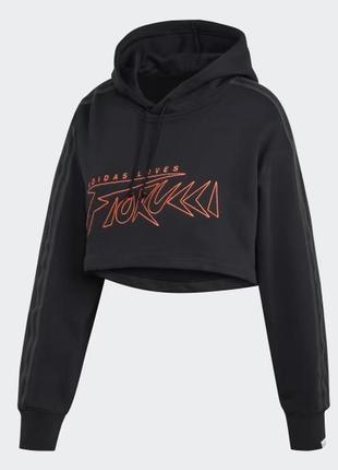 Кофта світшот худі вкорочене чорне adidas fiorucci