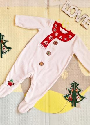 Новогодний рождественский человечек george джордж 3-6 м ромпер бодик слип