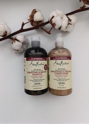 Набір sheamoisture, jamaican black castor oil шампунь 384 мл та кондиціонер 384 мл