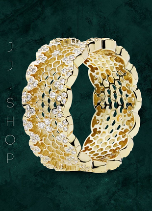 Серебряная кольца «медовые соты» в позолоте shine пандора 167100cz