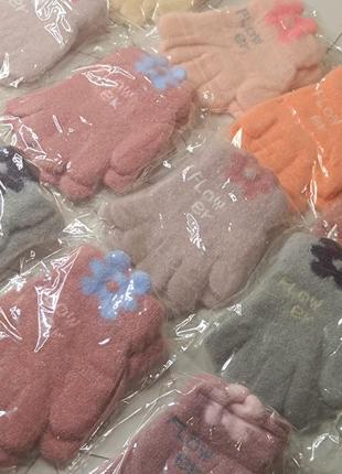 Детские перчатки 2-4 года, пальчата для девочки, перчатки