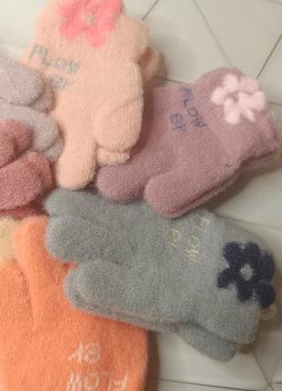 Детские перчатки 2-4 года, пальчата для девочки, перчатки