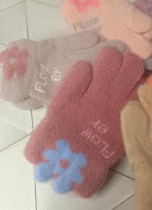 Детские перчатки 2-4 года, пальчата для девочки, перчатки
