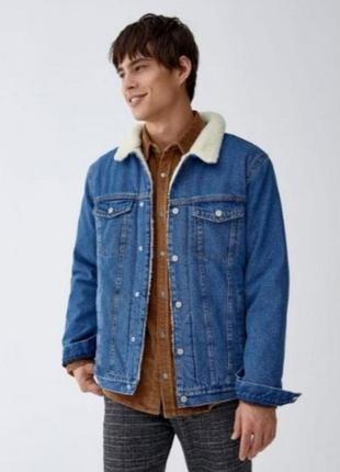Джинсовая куртка с мехом pull & bear