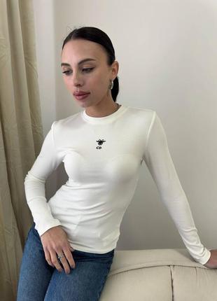 Брендовый лонгслив в рубчик