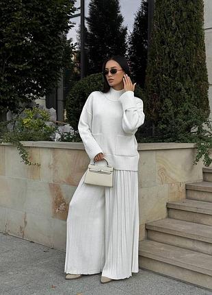 Костюм женский вязаный палаццо и свитер
