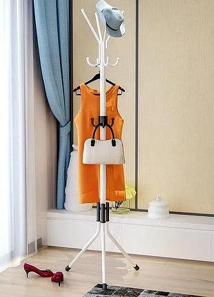 Вішалка для одягу висота 173 см підлогова з гачками для одягу, капелюхів та аксесуарів металева біла