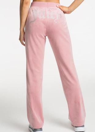 Juicy couture широкие штаны велюровые бархатные брюки пудровые джуси кутюр