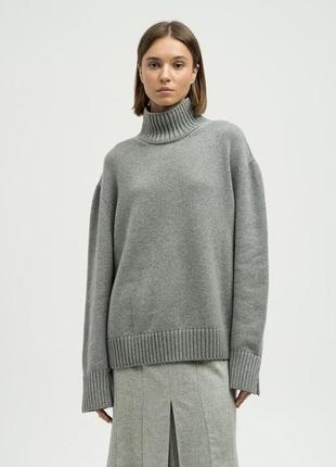 Серый свитер оверсайз в стиле loro piana ангора+хлопок
