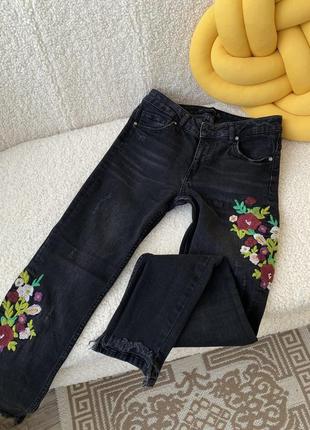 Джинси скіні zara з вишивкою