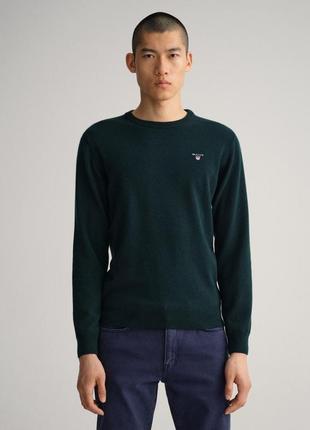 Оригінальний вовняний светр gant men's super fine lambswool crew neck sweater