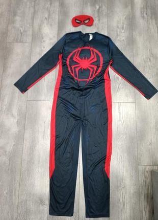 Костюм черного человека паука спайдермен spiderman black spiderman + маска в идеальном состоянии на возраст 11-12 лет 146-152 см