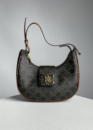 💎 celine medium ava triomphe bag in triomphe canvas and calfskin tan 24 х 14 х 7 см