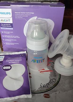 Механический молокоотсос philips+бутылочка