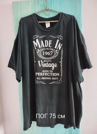 ‼️батал‼️чоловічий одяг/ вінтажна футболка з принтом чорна 🖤 64/66/7xl розмір, пог 75 см