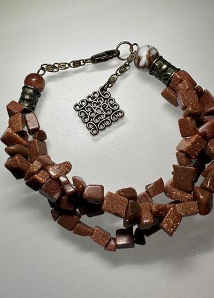 Браслет из авантюрина, авантюрин, золотой песок, браслет ручной работы