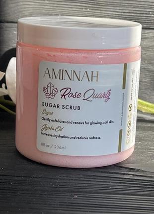 Натуральный сахарный скраб aminnah rose quartz sugar scrub с ароматом розы
