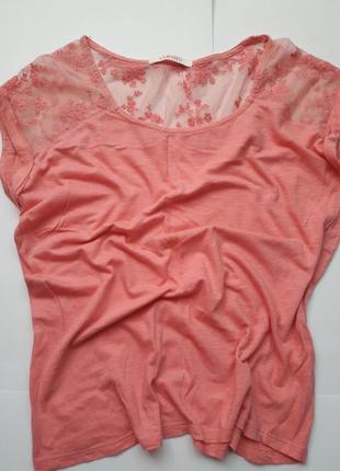Ніжна рожева ажурна футболка camaieu3 фото
