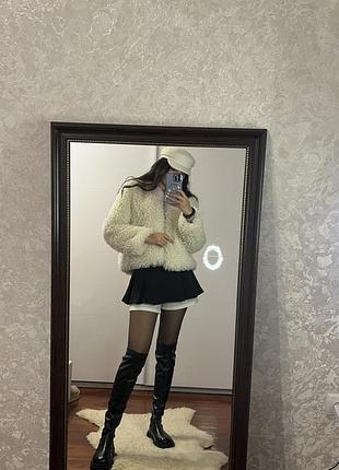 Шубка zara короткая эко шуба зара укороченная белая шуба