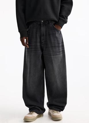 Джинсы skiny от pull & bear stwd skater fit черные широкие скейтерские2 фото