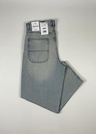 Джинси bershka skater fit сині широкі скейтерські чоловічі