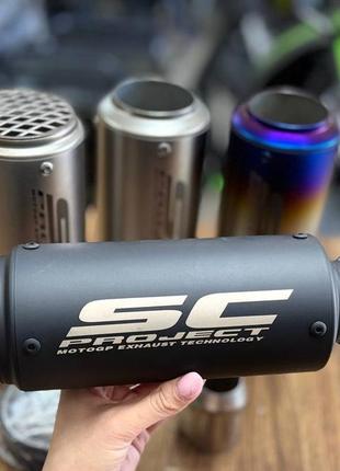 Вихлоп sc project, глушник на мотоцикл, прямоток sc, глушник на мото