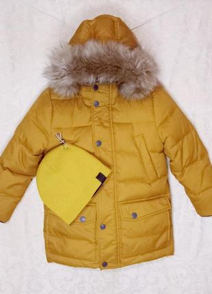 Детская зимняя куртка lc waikiki + шапка в стиле + вязанные носочки (рост 116/122)