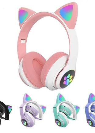 Навушники з котячими вушками та rgb-підсвіткою cat vzv-24m блютуз навушники