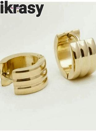 Медаль серьги конго маленькие серьги круглые нержавеющая сталь шарики конго медзолото