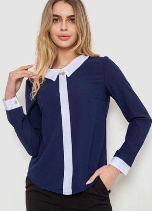 Блуза шифонова, колір темно-синій, 186r102-1