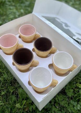 Съедобная чашка из печенья+шоколад внутри для кофе чая какао мороженого для напитков 1 шт креативный подарок8 фото