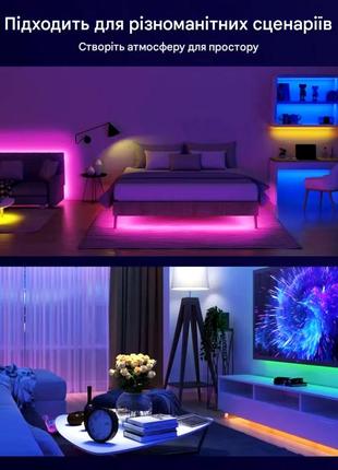 Умная светодиодная led лента smart rgb smd 5050 с bluetooth и пультом, комплект 5...