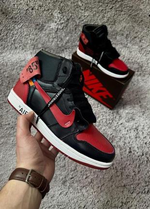 Кроссовки nike air jordan 1 x off white черно-красные