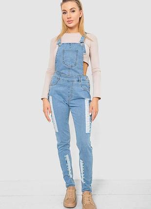 Комбінезон жіночий джинсовий зі стразами, колір блакитний, розмір s fa_010646