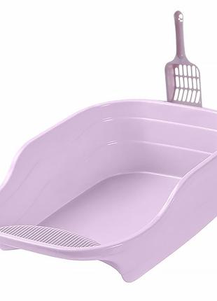 Прямокутний туалет для кішок lesko dt308 purple лоток із лопаткою