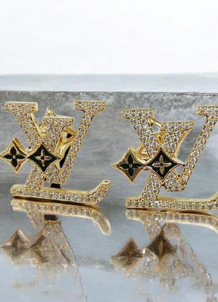 Серьги луи виттон из медицинского золота stainless steel