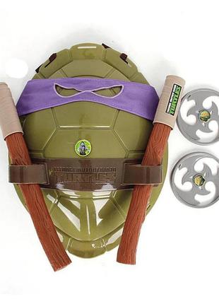 Интерактивный набор черепашки ниндзя донателло resteq. посох бо, повязка, сюрикены, панцирь