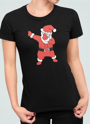 Женская новогодняя футболка с принтом деб санта