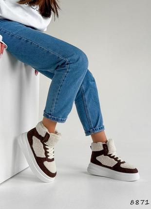 8871 кросівки високі, хайтопи на хутрі, черевики зимові7 фото